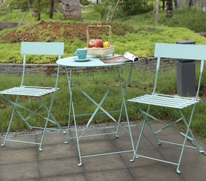 OEM/ODM Vietnam Balcony <b>Table</b> Chair and Tea <b>Table</b> Set <b>Folding</b> <b>Round</b> Outdoor Wrought Iron Furniture for Patio Garden - Product Image 5