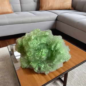 ราคาโรงงาน ใยโพลีเอสเตอร์รีไซเคิล 7D HS สีเขียว 100% ใยสังเคราะห์แบบสตีล ได้รับการรับรอง OEKO-TEX GRS  ใยกลวงเคลือบซิลิโคน ทนไฟ - Product Image 1