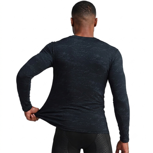 <b>Men's</b> Long Sleeve Sporty <b>Compression</b> <b>Shirt</b> With Pattern Quick Dry Knitted Spandex Polyester O-Neck Slim Fit - Product Image 4