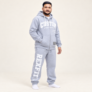 Ensemble de survêtement unisexe en molleton bouclette avec fermeture éclair, pantalon décontracté à lettres imprimées, étiquette personnalisée, ensemble streetwear deux pièces, tenue d'automne pour homme - Product Image 2