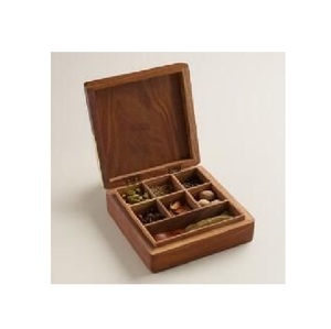 Wooden Spice <b>Box</b> with Glass Lid Kitchen Masala Storage Organizer for <b>Herbs</b> Salt Pepper Seasonings Dry Fruits and Condiments - Product Image 2