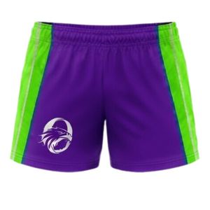 Pantalones Cortos de Netball Sublimados en Morado y Verde, Unisex, de Poliéster Ligero, Uniforme Deportivo para Entrenamiento y Competencia - Product Image 1