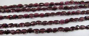 Cuentas de granate natural, forma ovalada, facetadas, de 5 a 7 mm, en hilo de 13 pulgadas de largo. - Product Image 2