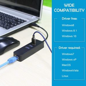Hub USB 3.0 con 3 Porte, Adattatore Ethernet Gigabit 10/100/1000 Mbps, Convertitore LAN RJ45, Adattatore di Rete USB Cablato - Product Image 4