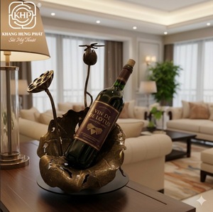 Nuevo Diseño, Soporte para Botellas de Vino de Hierro Forjado Estilo Vintage con Forma de Hoja de Loto, 100% Hecho a Mano, Soporte Individual para Botella con Diseño de Flor y Hoja, Decoración para el Hogar - Product Image 1
