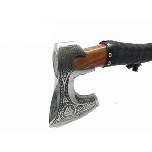 ขวานตอมฮอว์กเหล็กกล้าคาร์บอนขนาด 17.5 นิ้ว ยี่ห้อ Burraq Custom ด้ามไม้พะยูง ปลอกหนัง ของขวัญสำหรับคุณพ่อ ทำด้วยมือ งานอุตสาหกรรม/DIY - Product Image 2