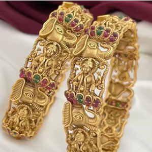 Trendy Premium Quality Brass Gold Plated Moissanite <b>Bangles</b> Two-Pair <b>Set</b> Women's Wedding STUNNING SPARKLES - Product Image 2