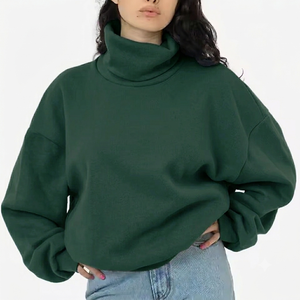 Sweat-shirt pull oversize à col montant pour femme, en molleton 100% coton premium, style streetwear, coupe décontractée, manches longues, Private - Product Image 1