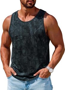 Camiseta sin mangas con estampado de camuflaje para hombre, cuello redondo, informal, transpirable, de poliéster tejido. - Product Image 3