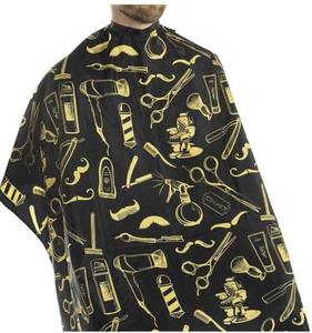 Hairdressing Cape Black With Gold Barber <b>Tools</b> Pattern Non-Stick Hair For Barbershop Salon Use - Product Image 3