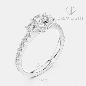 Bague de fiançailles en or blanc 14 carats avec diamant de laboratoire de 0,50 carat, couleur F+, clarté VS+, pavé rond, bague de fiançailles et de mariage certifiée IGI - Product Image 2