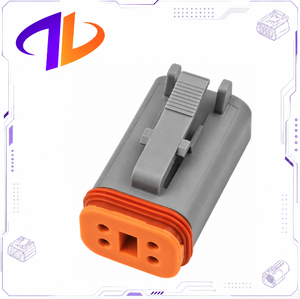 ขั้วต่อสายไฟแบบ DT06-4S รองรับ 4 ขา แบบตัวเมีย หน้าสัมผัสทองแดง กันน้ำ ตัวเรือนไนลอนสีเทา ซีรีส์ DT สำหรับเชื่อมต่อสายไฟกับสายไฟ - Product Image 1