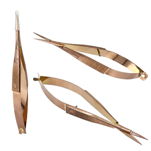 Ciseaux à ressort incurvés en acier inoxydable multicolores, noir, or, arc-en-ciel, or rose, ciseaux professionnels pour extensions de cils et sourcils - Product Image 2