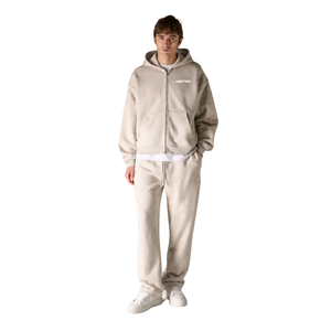 Ensemble de survêtement pour homme avec sweat à capuche zippé et pantalon droit coupe décontractée, tenue deux pièces, étiquette personnalisée, OEM ODM, vêtements en gros - Product Image 1