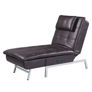 Chaise Lounge marrón con almohada cómoda y Puerto USB conveniente Modelo D0100H5NIYT - Product Image 2
