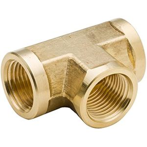 Conexión de latón para tubería, T de latón forjado, 1/8" NPT hembra x 1/8" NPT hembra x 1/8" NPT hembra - Product Image 1