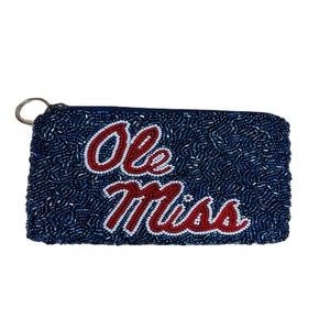 Bolso de Mano Rectangular de Algodón con Cuentas de Vidrio Estilo Ole Miss, Hecho a Mano, Personalizado, con Temática Deportiva, para Fiestas - Product Image 1