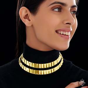 PRAO, collar Hasli de doble placa con textura ondulada, accesorio de moda antideslustre - Product Image 2