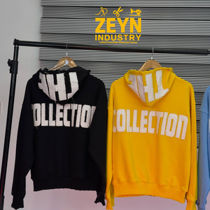 Sudadera con capucha vintage personalizada con cremallera, lavado ácido, bordado de lentejuelas e impresión digital - Product Image 6