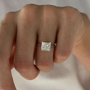 2 Carat Princess Cut E VVS2 Lab <b>Diamond</b> Solitaire <b>Ring</b>, Bezel Set Princess Cut <b>Diamond</b> Engagement <b>Ring</b> , IGI Certified - Product Image 6