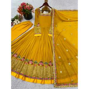 Vestido de Noche de Diseñador con Bordado de Múltiples Hilos y Lentejuelas, Vestido de Fiesta con Dupatta - Product Image 2