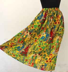 กระโปรงแม็กซี่ผ้าฝ้ายลายพิมพ์เพสลีย์สไตล์วินเทจสำหรับผู้หญิง สวมใส่สบาย ระบายอากาศได้ดี เหมาะสำหรับฤดูร้อน มีเชือกผูกเอว - Product Image 5