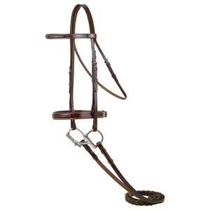 Bridon en cuir orange et noir, réglable, cousu, personnalisé, équipement d'équitation de marque avec emballage sur mesure - Product Image 1