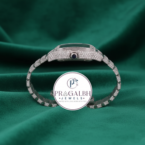 นาฬิกาเพชรหรู Pragalbh Jewels นาฬิกาโมอิสซาไนต์ ประดับเพชรแบบ Iced Out Pavé นาฬิกาข้อมือแฟชั่นสแตนเลสสตีล - Product Image 3