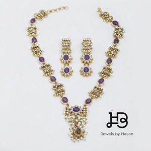 Ensemble de colliers en pierre vert menthe plaqué or antique en gros, ensemble de bijoux de mariée Kundan indiens personnalisés, fournisseur d'usine - Product Image 2