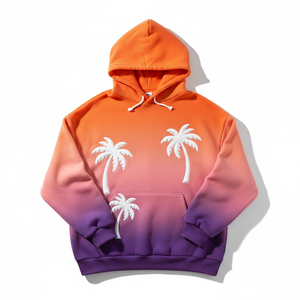เสื้อฮู้ดดี้ผู้ชายลายต้นปาล์มไล่สีทรงโอเวอร์ไซส์ สไตล์ลำลอง สตรีทแวร์ เสื้อฮู้ดสำหรับฤดูร้อน - Product Image 6