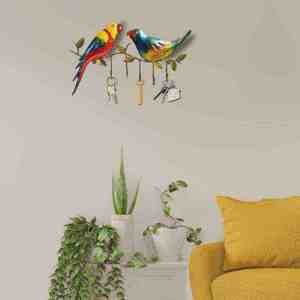 premium Handcrafted Vintage Parrot <b>Wall</b> <b>Hook</b> 5 <b>Hook</b> Metal <b>Key</b> Holder Self-adhesive Storage Rack <b>for</b> Clothing Home Office - Product Image 3
