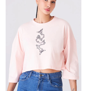 Ladies Streetwear <b>Crop</b> T Shirt Oversized Cotton Loose Fit Short Sleeve Plain Casual Custom Print <b>Top</b> - Product Image 6