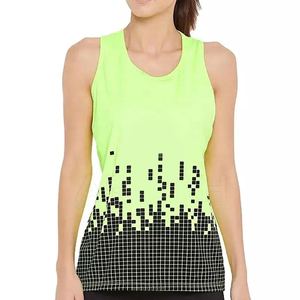 Camiseta sin mangas para mujer, verde, cuello redondo, tejido de punto, color liso, informal, transpirable, 100% algodón, estilo deportivo, con logo frontal - Product Image 6