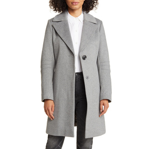 Manteau trench en laine croisé pour femme avec col en fourrure rabattable, manches longues, chaud et tendance pour l'hiver - Product Image 1