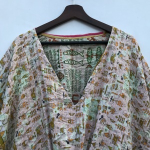 ชุดเดรสผ้าฝ้ายอินเดียแบบคันธา งานแฮนด์เมด สไตล์โบโฮ ทรงหลวม ใส่คลุมชายหาดสำหรับผู้หญิง - Product Image 4