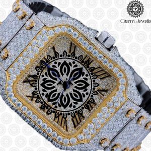 Charm_Jewells Luxury Square Analog Quartz <b>Watch</b> Stainless Steel <b>Diamond</b> Encrusted Band 38mm Unisex Folding Clasp - Product Image 5