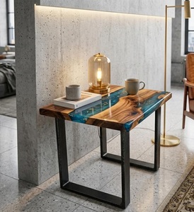 Live Edge <b>Epoxy</b> Resin Eco-Friendly Round <b>Coffee</b> <b>Table</b> Modern Handmade Tabletop Installation for Living Room - Product Image 1