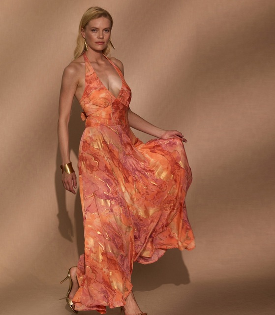 Women Bohemian Style Halter Neck Backless Floral Maxi Dress Pleated Empire Waist Summer Beach Long Dress Assorted