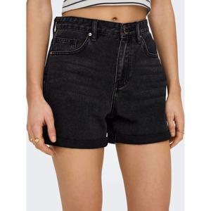 Nuevos Shorts de Mezclilla Negros de Color Sólido para Mujer, Cierre de Botones, Corte Regular, Casual, Tallas Grandes, Pantalones de Algodón para Damas - Product Image 1