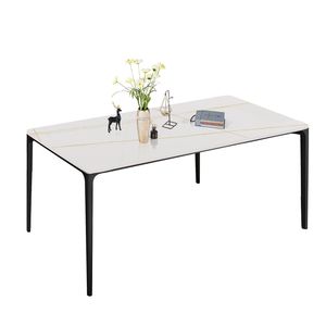 Tavolo da Pranzo/Cucina/Soggiorno da 63 Pollici con Gambe in Lega di Alluminio e Piano in Pietra Sinterizzata/Marmo/Porcellana dal Design Elegante - Product Image 1