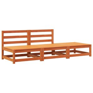 Grand canapé de jardin modulaire en pin massif brun ciré, mobilier d'extérieur confortable et élégant - Product Image 2