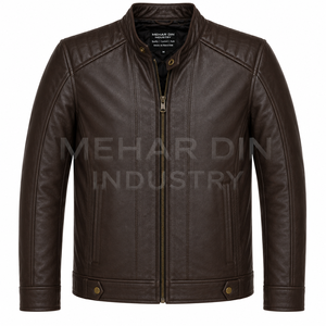 Chaqueta de Cuero de Oveja Marrón Café Premium Unisex, Diseño Clásico Caf Racer, Forro de Poliéster Suave Hecho a Mano para Invierno - Product Image 1