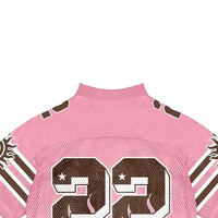 Maillot de football américain rose à col en V en mesh pour femme, manches courtes, respirant, style rétro, imprimé numéro 22, tenue d'équipe