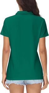 Polo en coton Oxford vert uni pour femme, haut décontracté à manches courtes, coupe régulière - Product Image 6