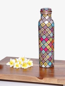 Multicolor Printed Eco-friendly <b>Copper</b> Water <b>Bottle</b> Handmade Decorative with Lid Travel <b>Drinking</b> <b>Bottle</b> Premium Drinkware - Product Image 2