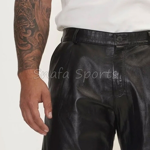 Shorts en cuir pour hommes de haute qualité, personnalisables avec logo, pour la gym et l'entraînement, avec poches, 100% cuir, vente en gros. - Product Image 6