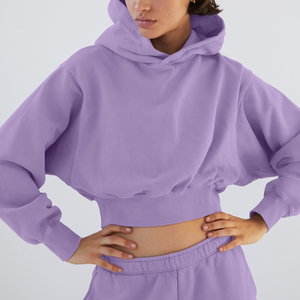 Sudadera con Capucha Corta para Mujer, Color Lavanda, Manga Larga, Tejido de Algodón, para Otoño - Product Image 4