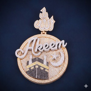 Collier pendentif Akeen Crown plaqué or 18 carats, plaqué rhodium, incrustation de perles d'eau douce et de moissanite, bijou de luxe unisexe, cadeau de mariage - Product Image 1