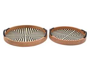 Handmade Circular Bone Inlay Black & White <b>Tray</b> - Black Bone Inlay <b>Round</b> <b>Tray</b> | Handmade Floral Serving <b>Tray</b> For Home Decor - Product Image 3