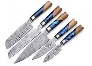 Ensemble d'outils de cuisine professionnels en acier à motifs, 5 pièces, collection de présentation haut de gamme - Product Image 1